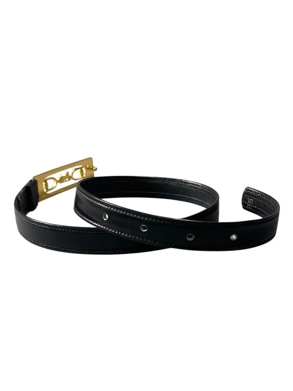 Celine Carriage Leather Belt 75 Black Gold